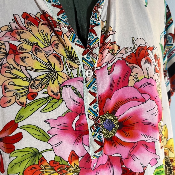 Johnny Was Large Hollywood Bold Boho Floral Cover-up A-line Tunic Mini - Picture 5 of 10